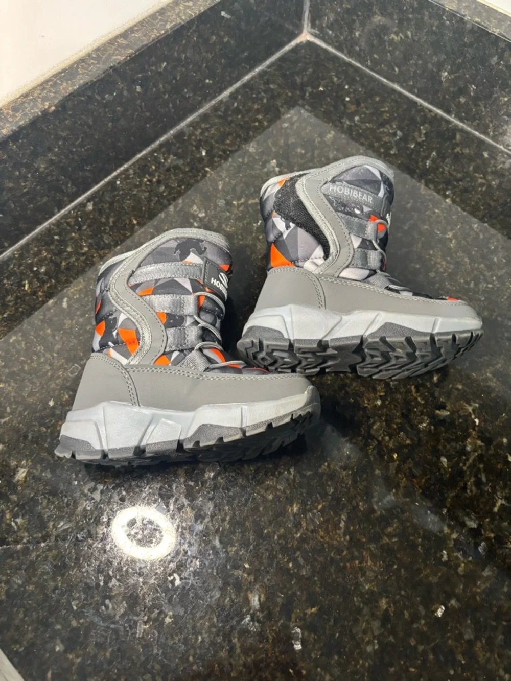 HOBIBEAR Toddler Gray & Orange Winter Boots